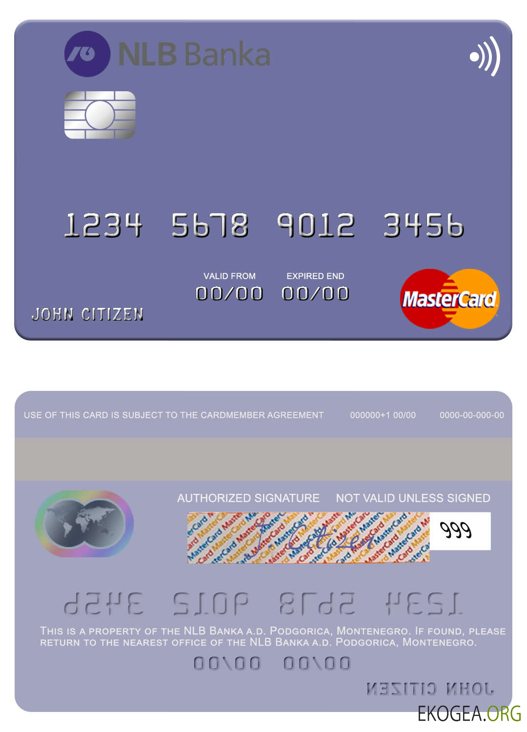 Monténégro NLB Banka a.d. Carte Mastercard de Podgorica